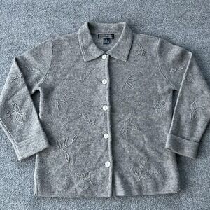 Vintage Herman Geist Sweater Womens Medium Wool Cardigan Floral Australia 90s